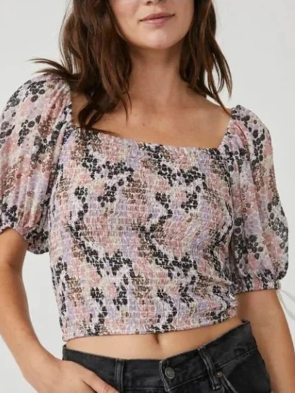 Free People Back on Top Crop Smocked